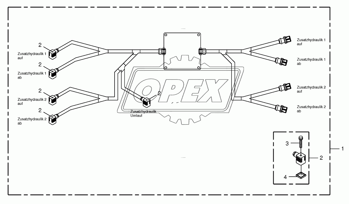 Wiring harness-auxiliary hydraulics