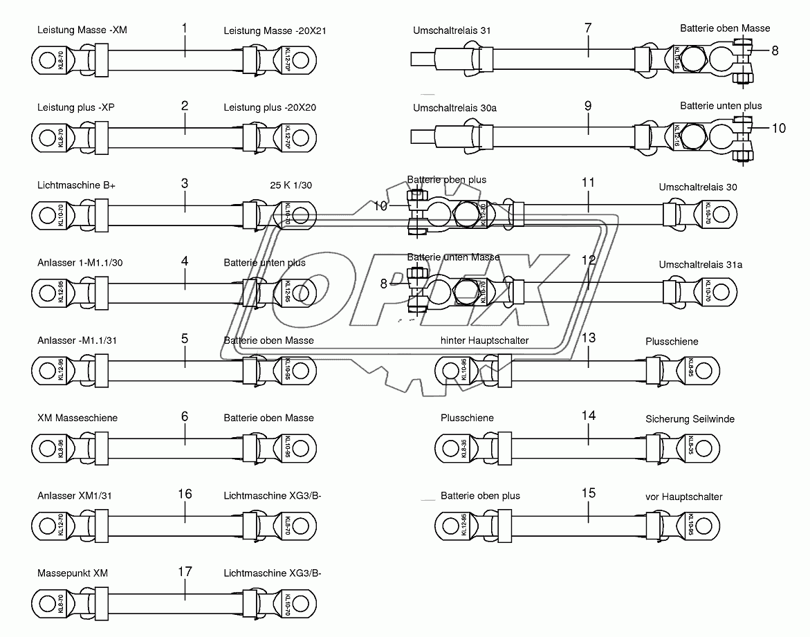 Battery and ground cable