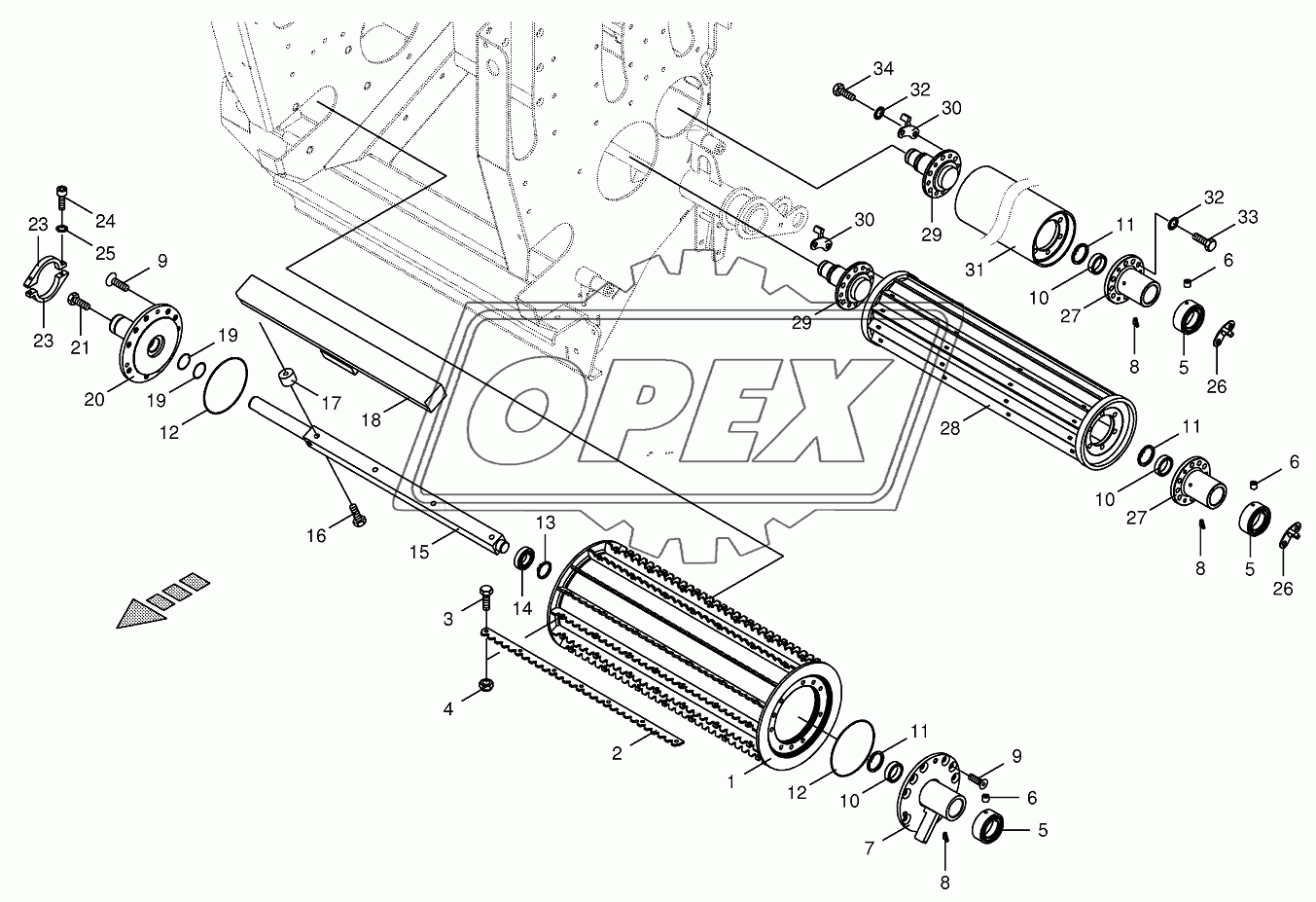 Lower feed rollers