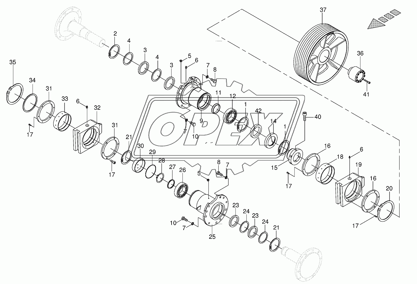 Chopping drum bearing