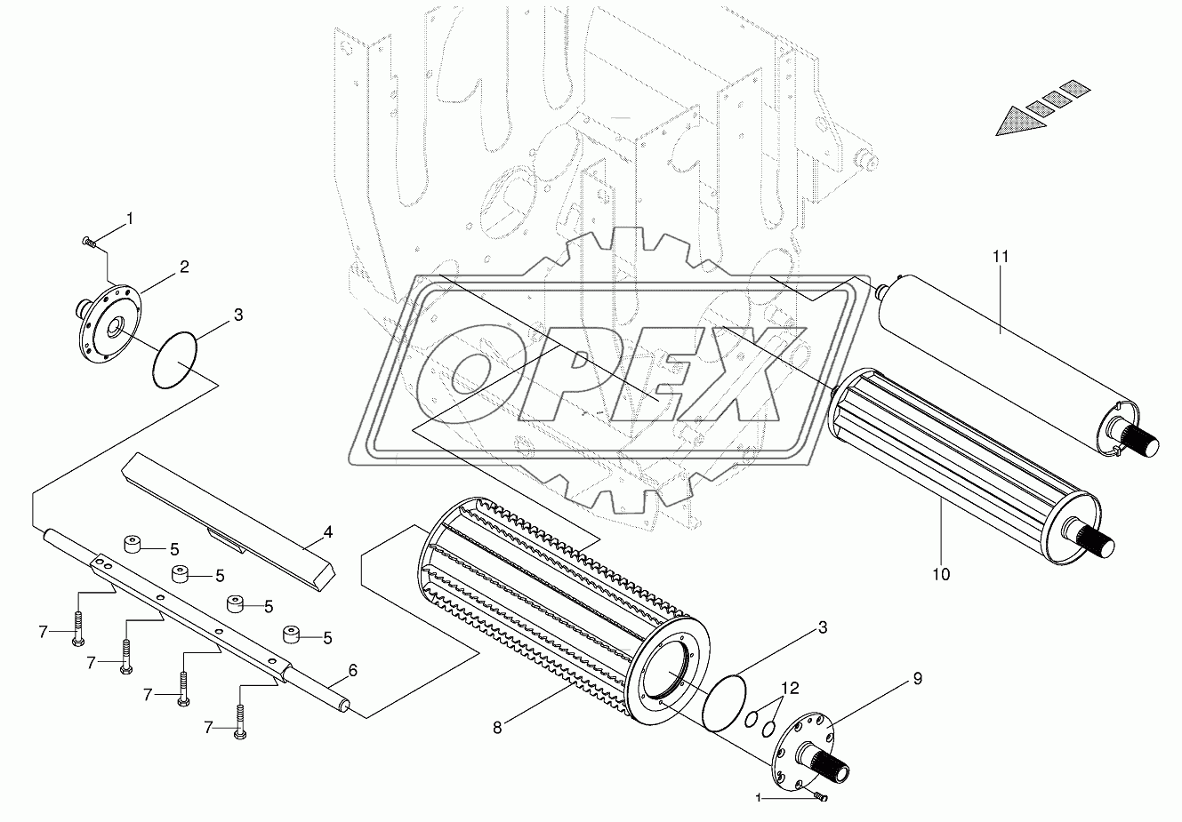 Lower feed rollers