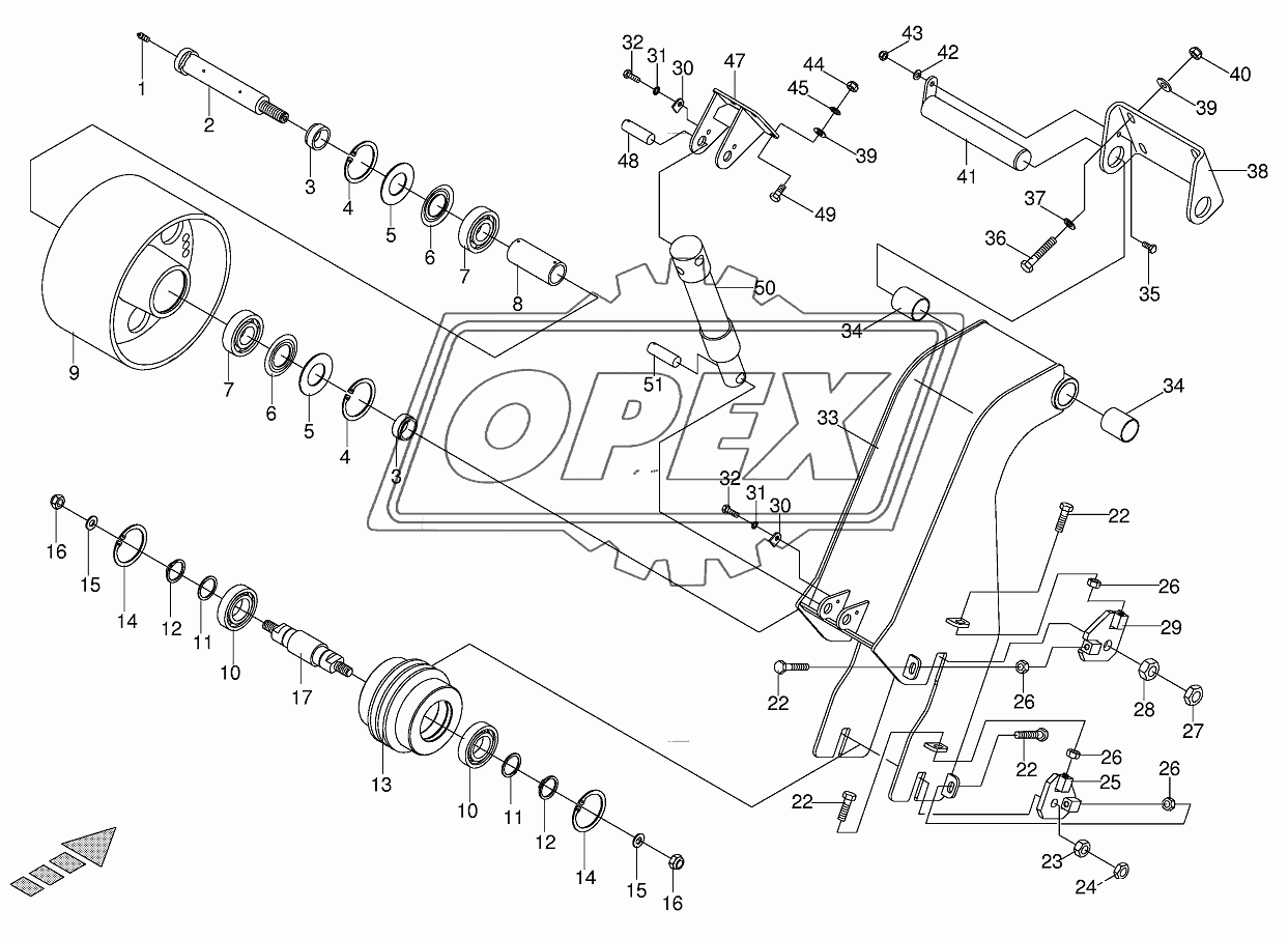 Tensioning device-main drive