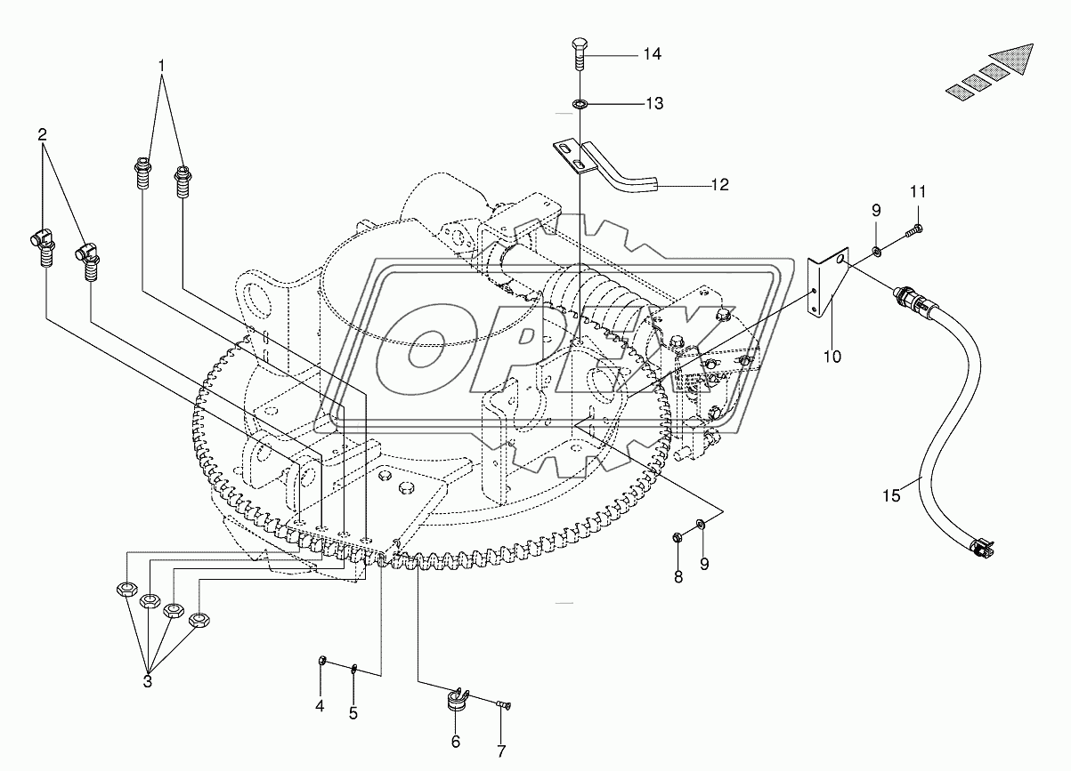 Mounting parts discharge chute rotation