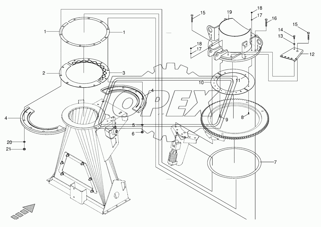 Discharge chute drive flange