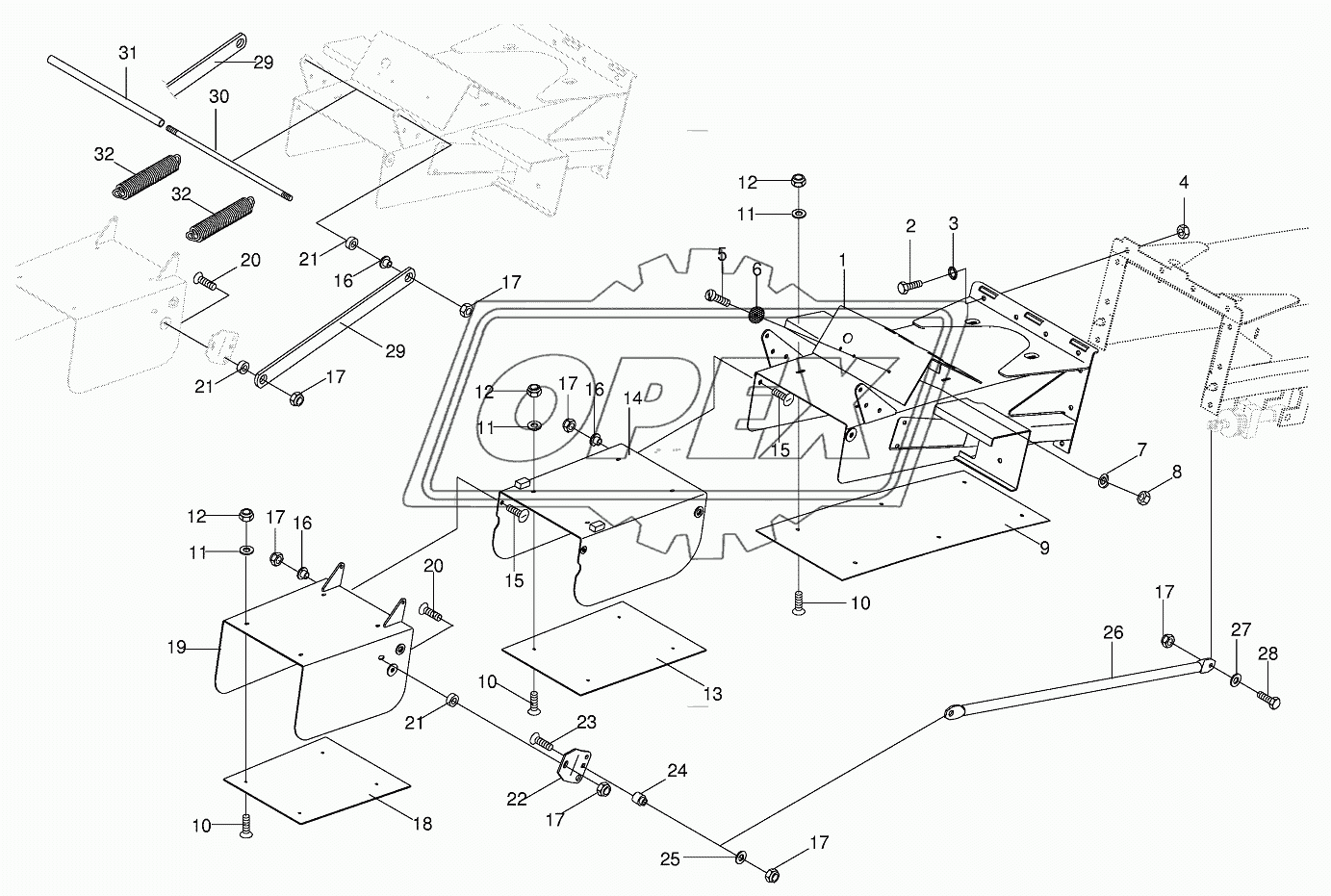 Discharge flap-end piece