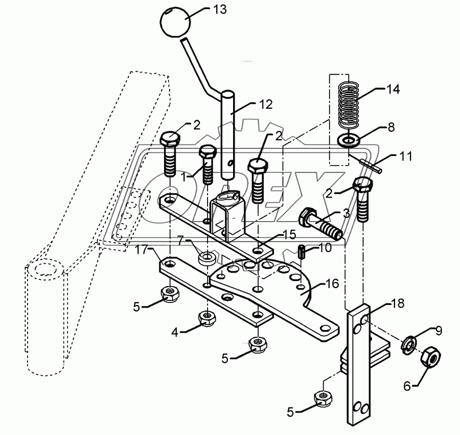 Adjustment- and locking device D16