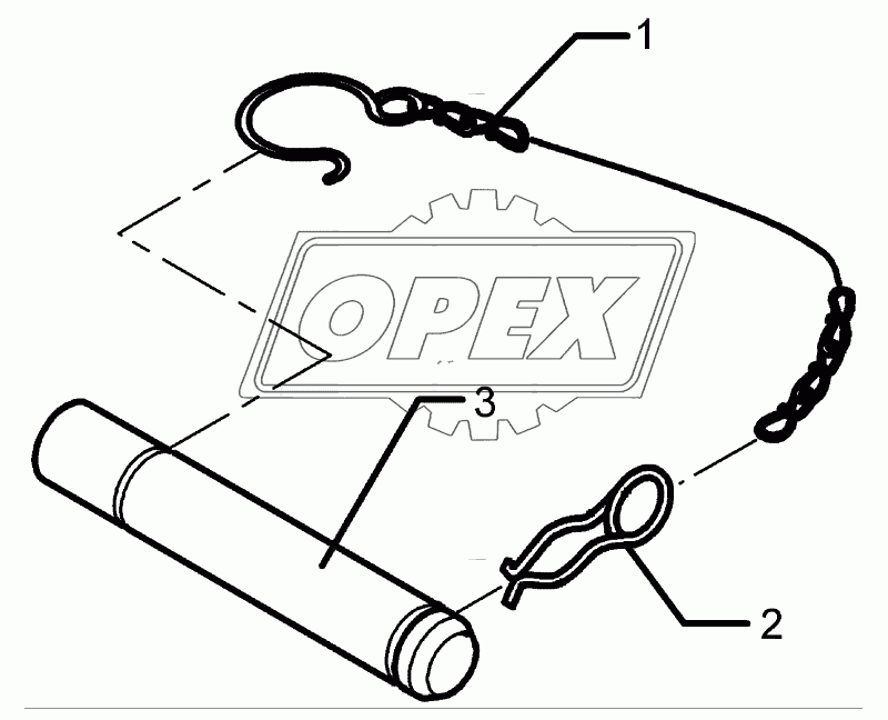 Top link pin, cpl. KAT2 D25,4x140