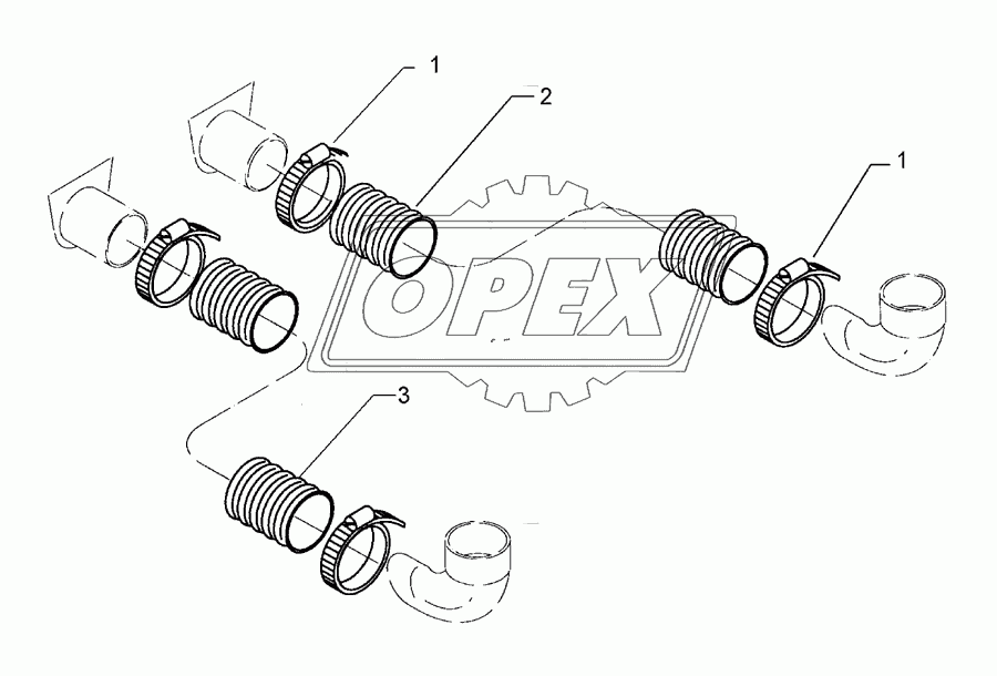 Supply hoses D65 2x1270 2x1750 400KA