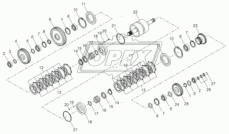 Shaft II clutch assembly (LGX835FA.02)