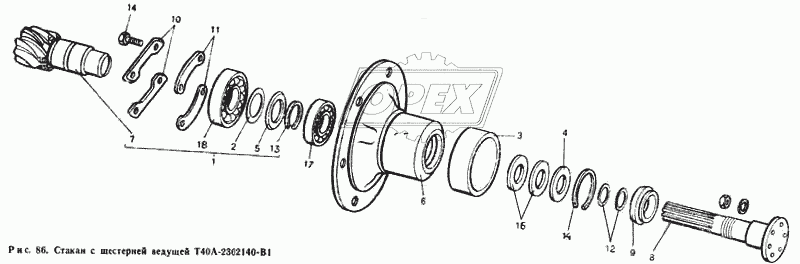 Стакан с шестерней ведущей Т40А-2302140-В1
