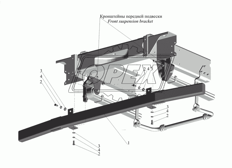 Установка переднего противоподкатного бруса 4370-2800030