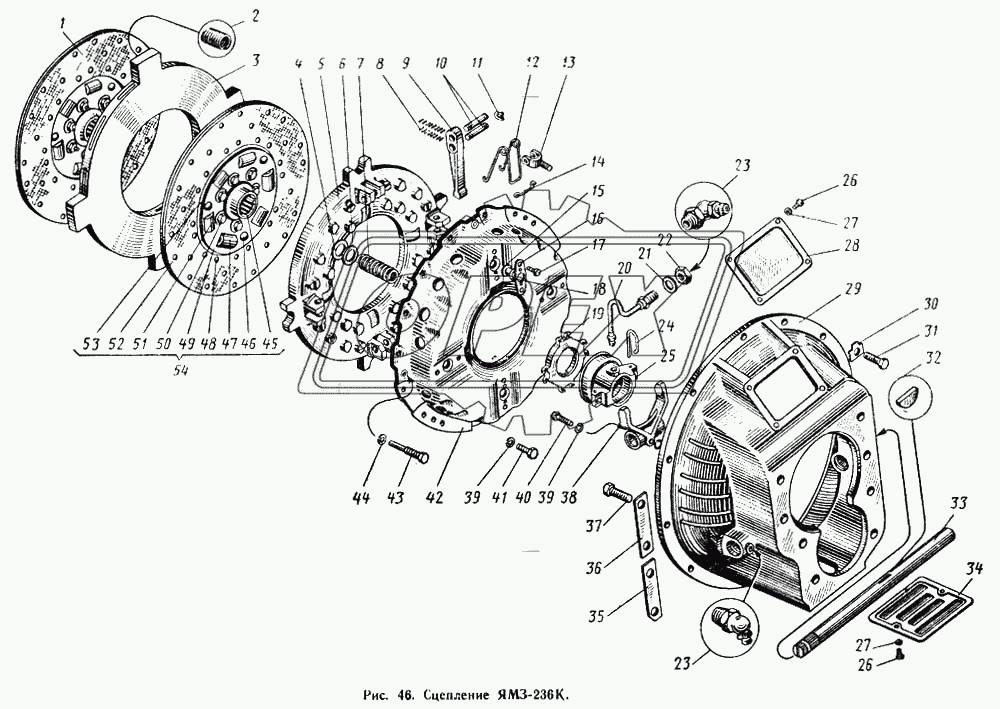 Сцепление ЯМЗ-236К (устанавливается на двигатель с маховиком 236-1005120-Е)