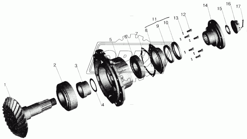Мост задний МАЗ-543208. Шестерня ведущая