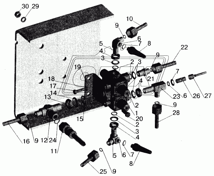 Крепление четырехконтурного клапана МАЗ-551605, 551603