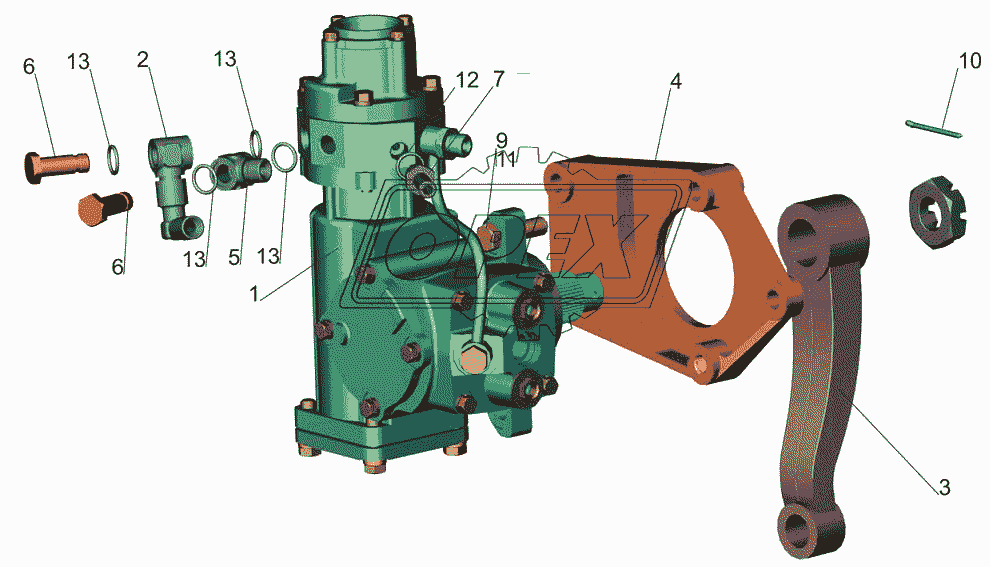 Механизм рулевой с кронштейном 6418-3400006
