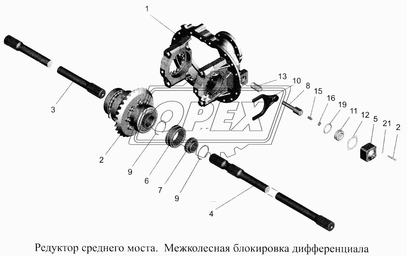 Редуктор среднего моста. Межколесная блокировка дифференциала