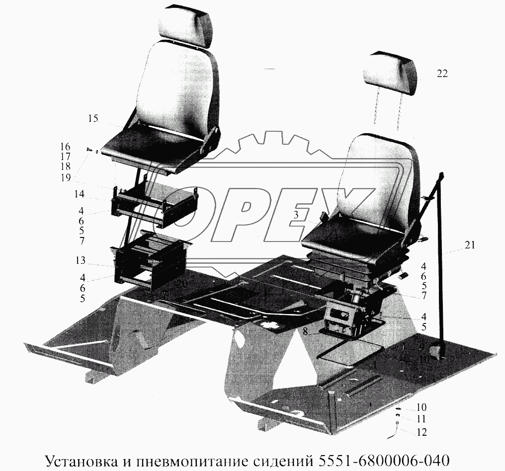 Установка и пневмопитание сидений 5551-6800006-040