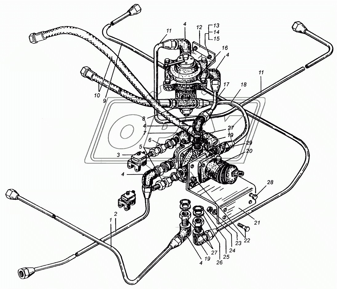 Трубопроводы к тормозным кранам МАЗ-509А