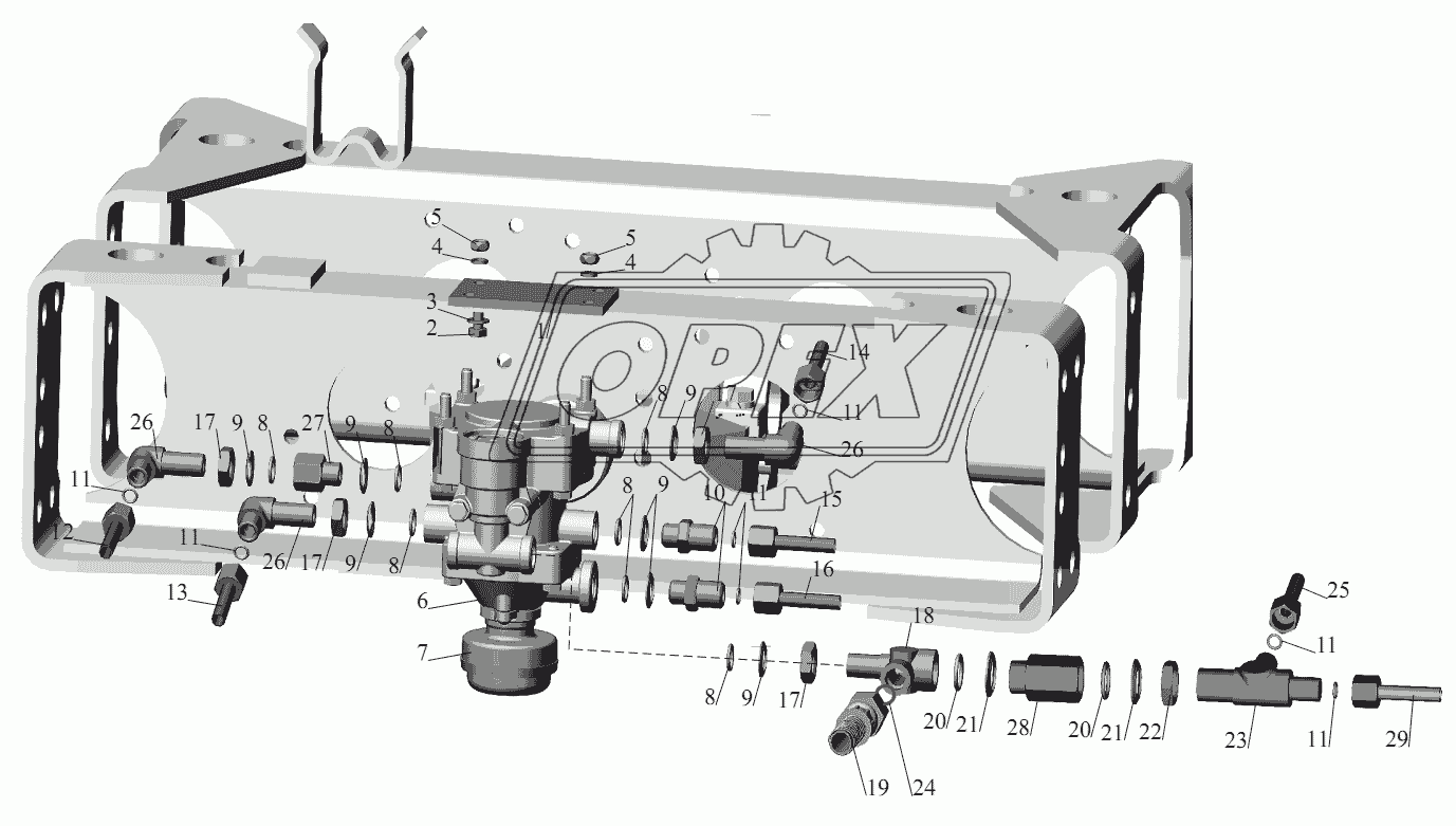 Установка клапана управления тормозами прицепа и присоединительной арматуры 2