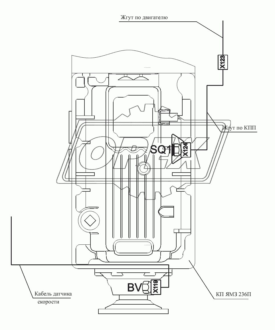 Расположение разъемов и элементов электрооборудования на КПП ЯМЗ-236П