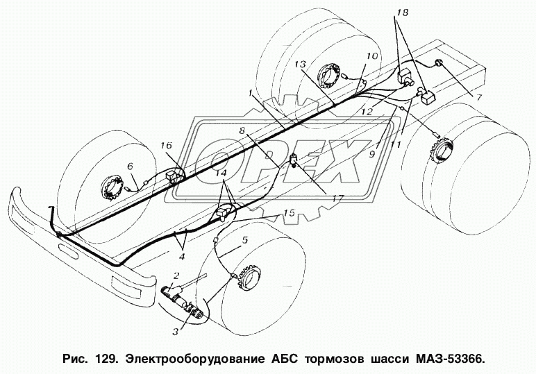 Электрооборудование АБС тормозов шасси МАЗ-53366