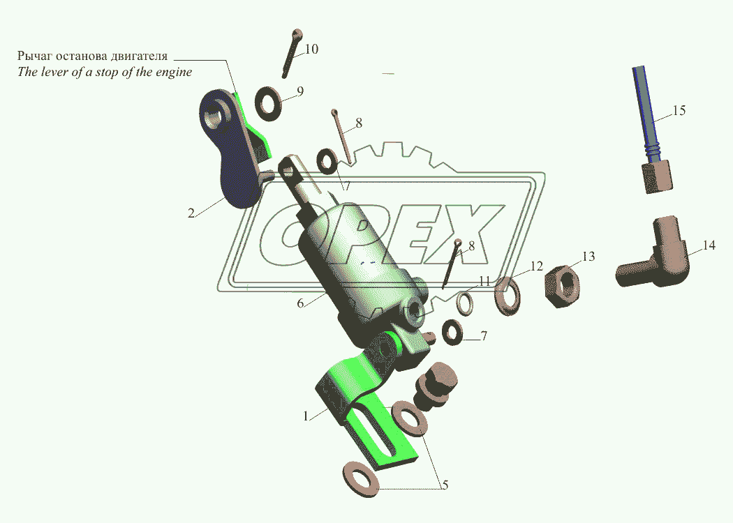Цилиндр останова двигателя 642208-3570004 и присоединительная арматура