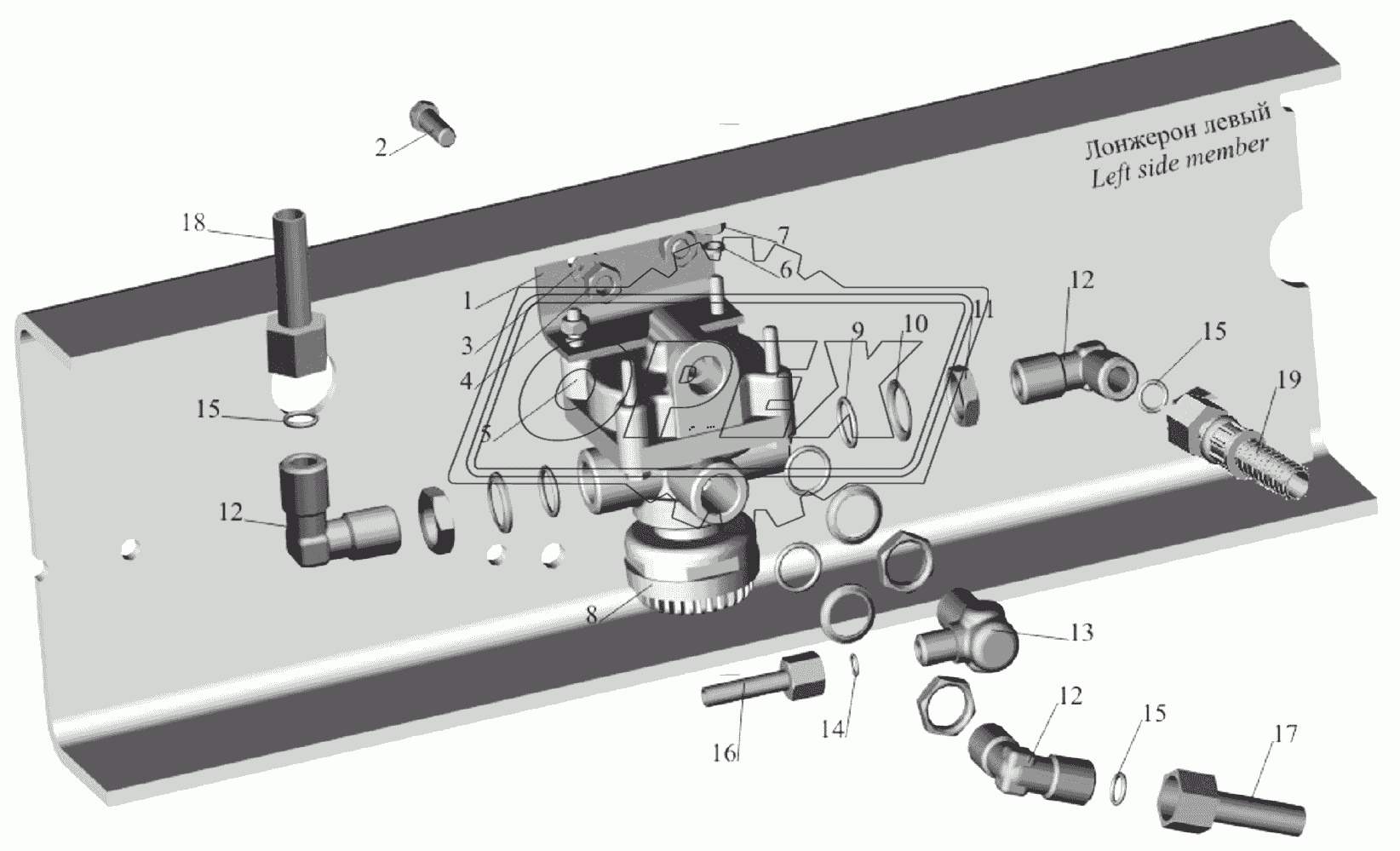 Установка ускорительного клапана 555102-3518004 и присоединительной арматуры
