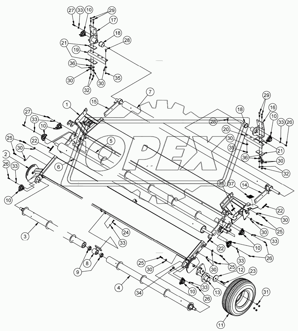 ROLLER, TIRE FRAME ASSEMBLY