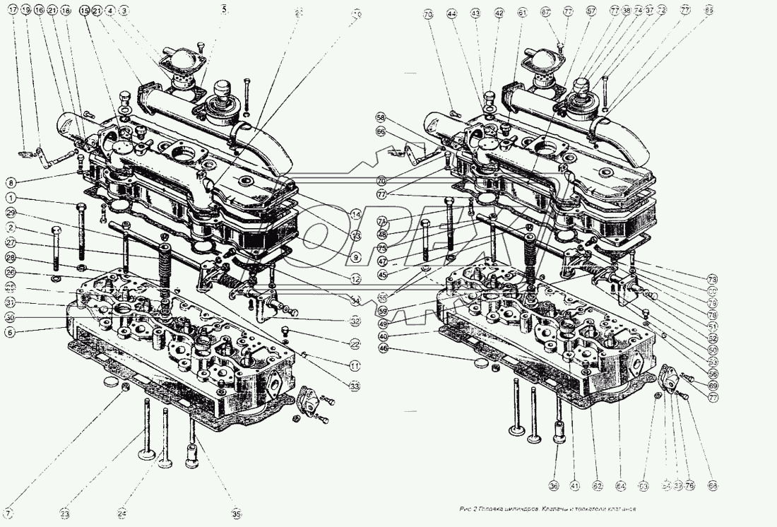 Головка цилиндров. Клапаны и толкатели клапанов