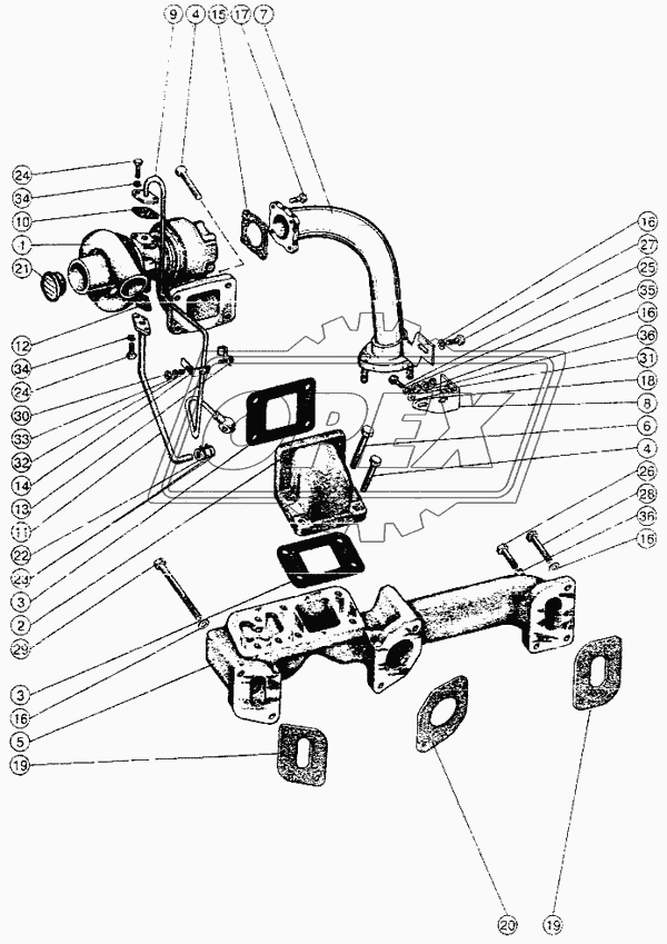 Установка турбокомпрессора и выпускной системы. Маслопроводы турбокомпрессора