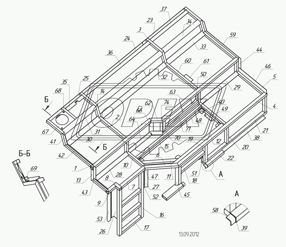 5299-5600500-01 – Каркас мотоотсека с установкой