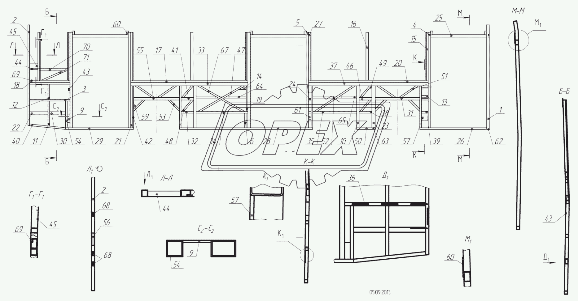 5299-102-5401010 – Каркас правой боковины