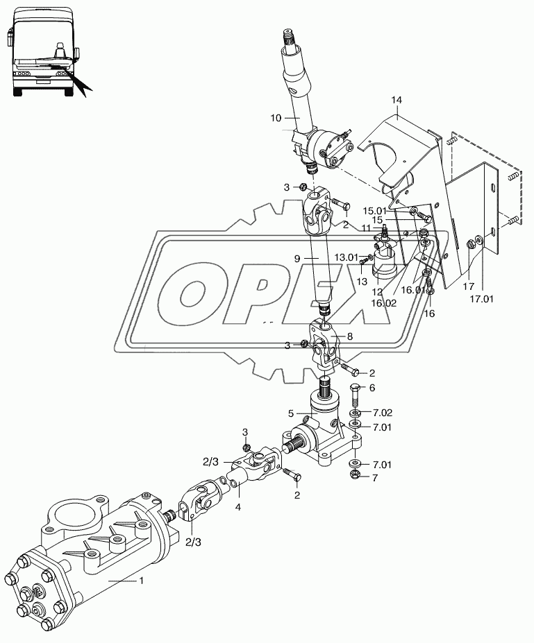 STEERING MECHANICS FRONT AXLE 1