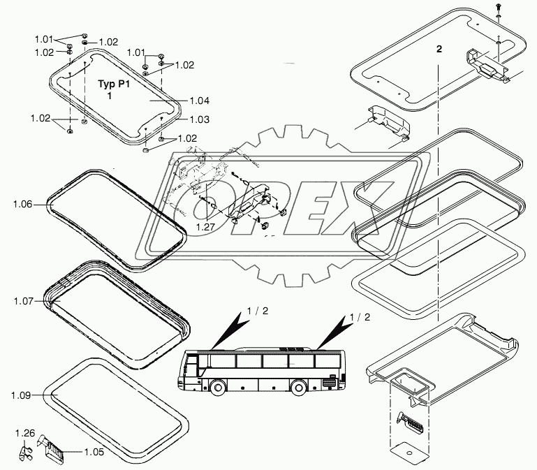 SUN ROOF - DETAIL PARTS 1