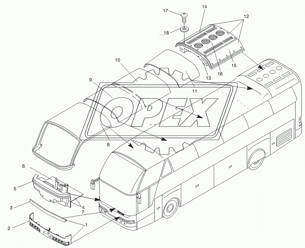 SYNTHETIC PARTS OUTSIDE ROOF/FRONT