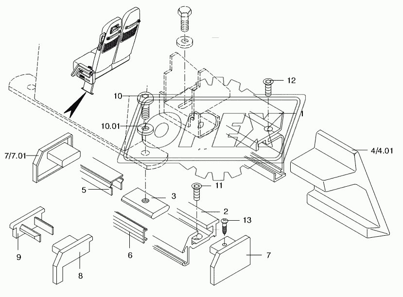 SEAT RAIL