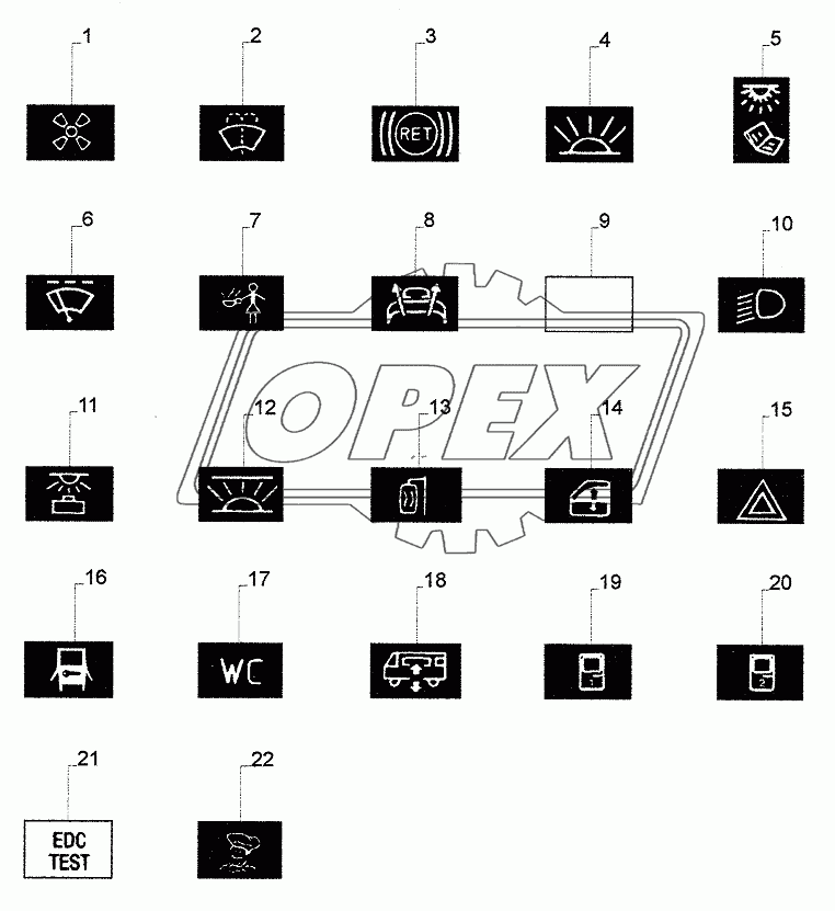 SWITCHES SYMBOLS DASH BOARD