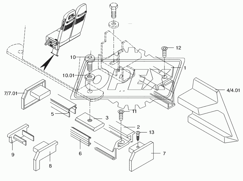 SEAT RAIL