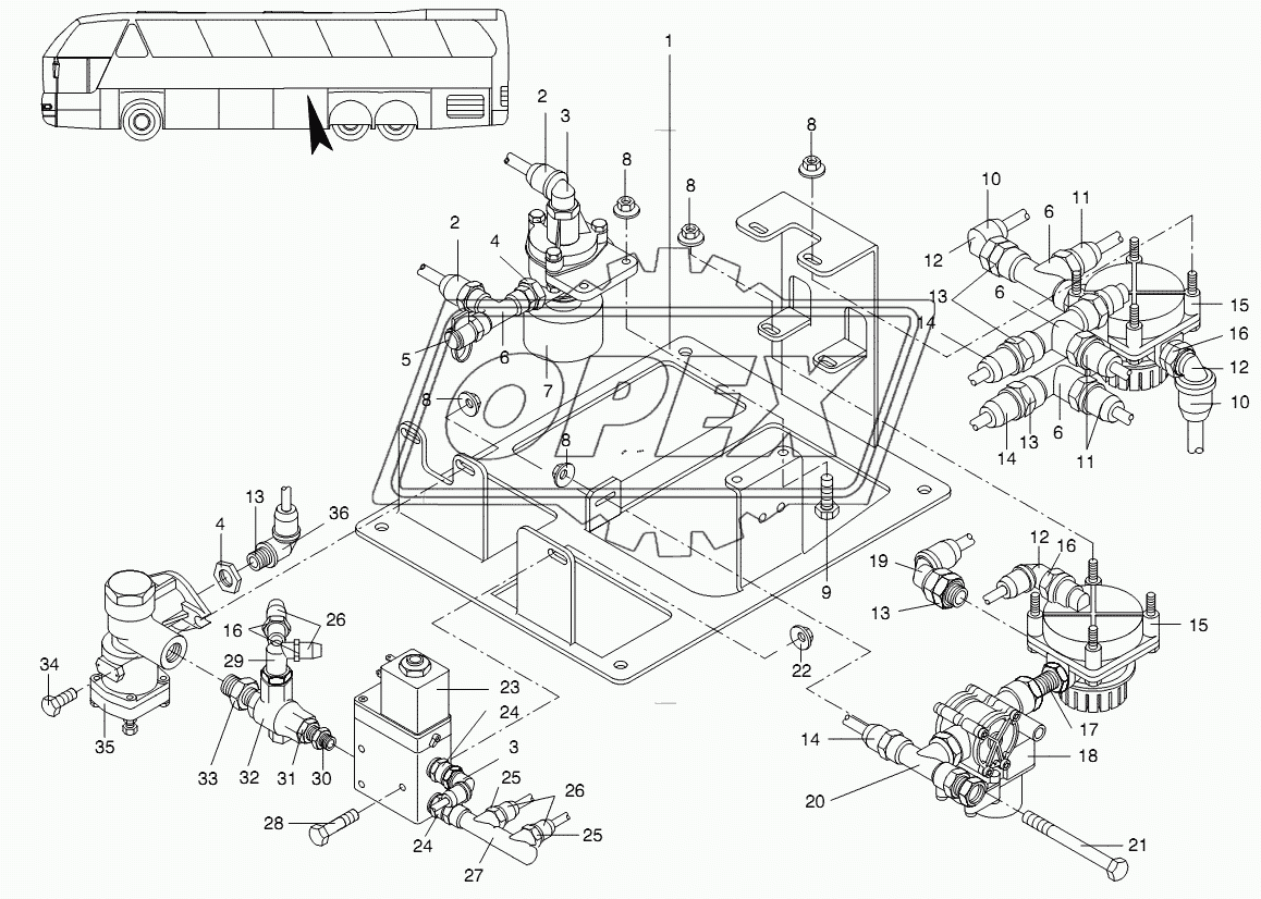 VALVE SUPPORT TRAILING AXLE