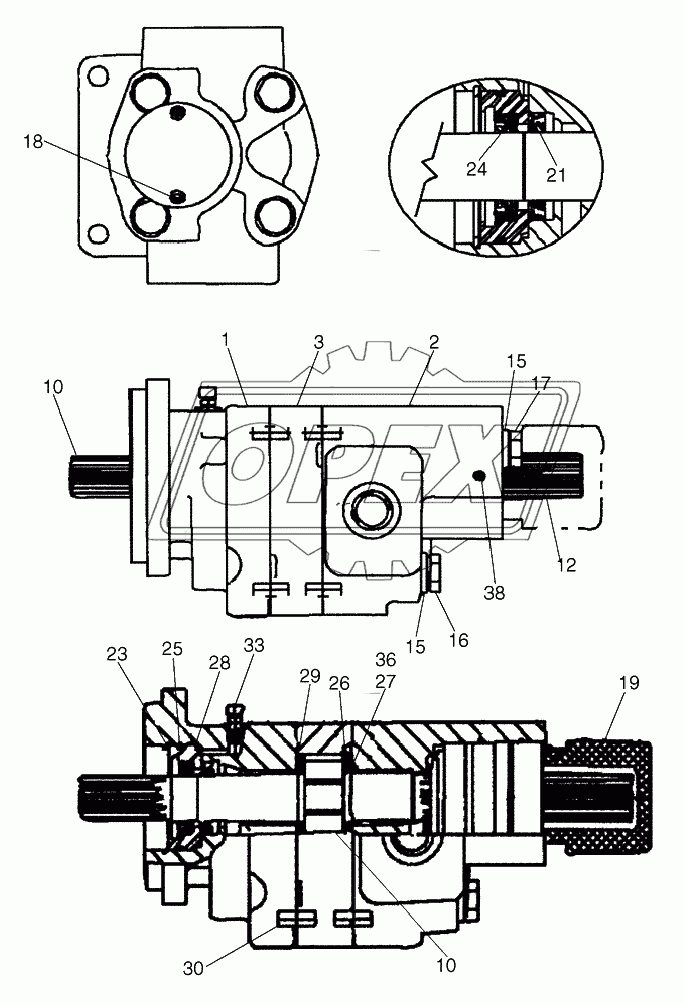 PUMP ASSY, HYDRAULIC ­ MODELS WITH PTO