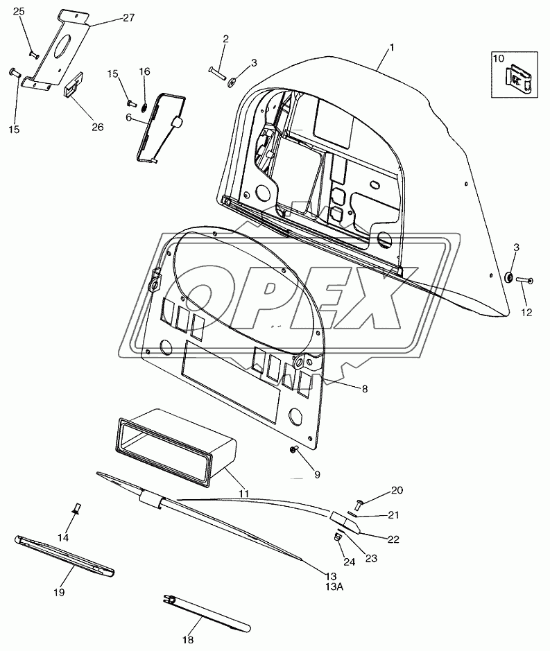 CONSOLE, FRONT ­ CANOPY, ROPS