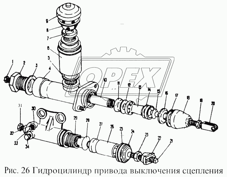 Гидроцилиндр привода выключения сцепления