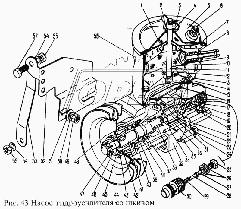 Насос гидроусилителя со шкивом