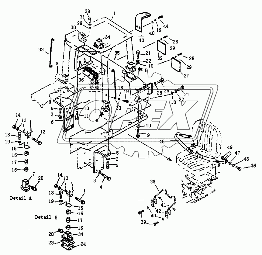 ROLL OVER PROTECTIVE STRUCTURE BRACKET PD320Y-1