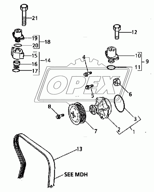 WATER PUMP, THERMOSTAT AND HEAT EXCHANGER 1