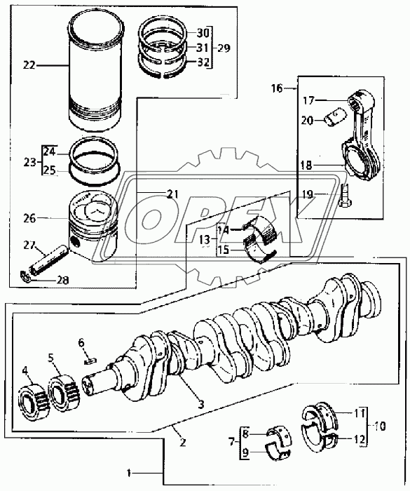 CRANKSHAFT, PISTONS AND CONNECTING RODS 1