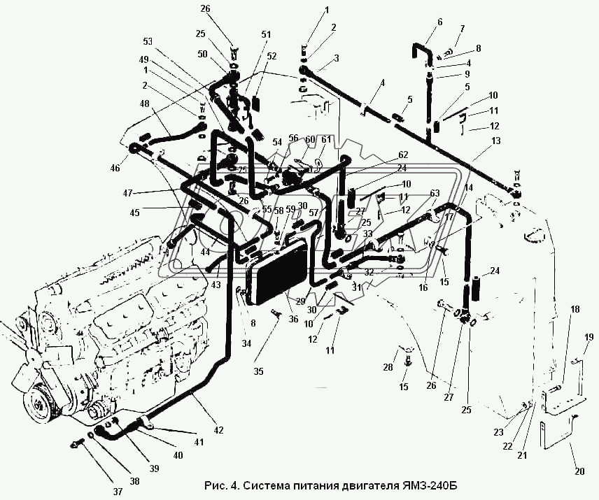 Система питания двигателя ЯМЗ-240Б