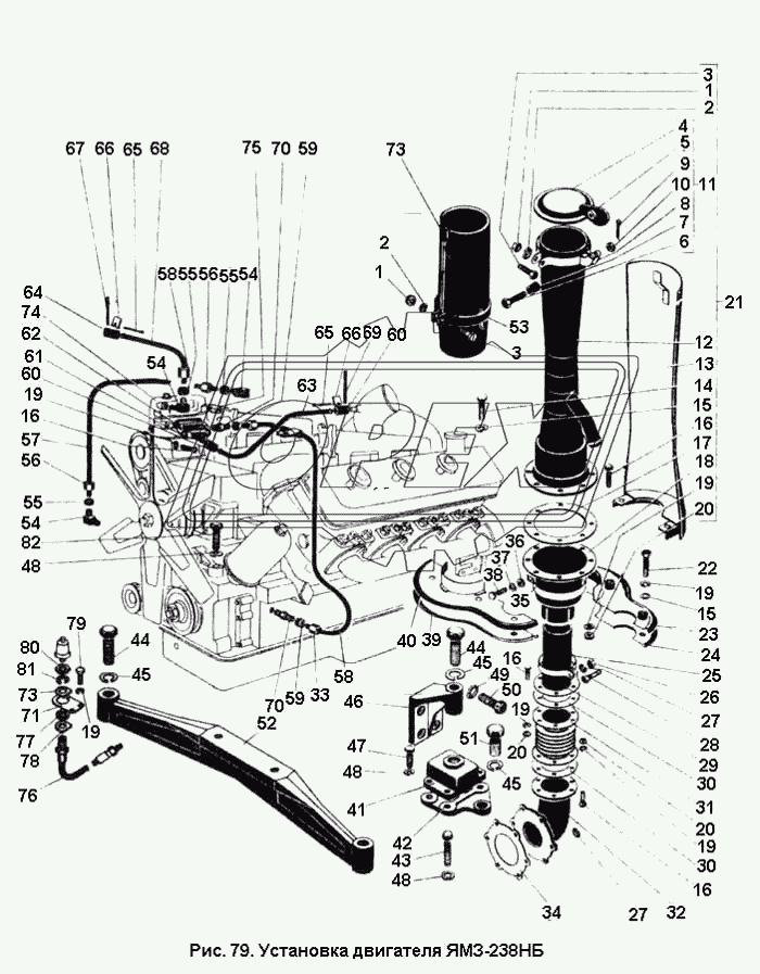 Установка двигателя ЯМЗ-238НБ
