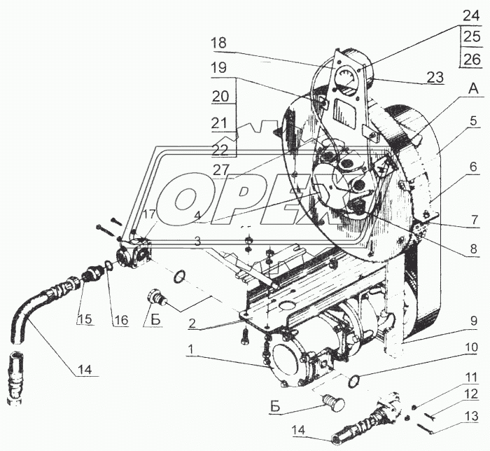Вентилятор с шестеренным мотором и кронштейном для крепления туковысевающего аппарата АТП-2