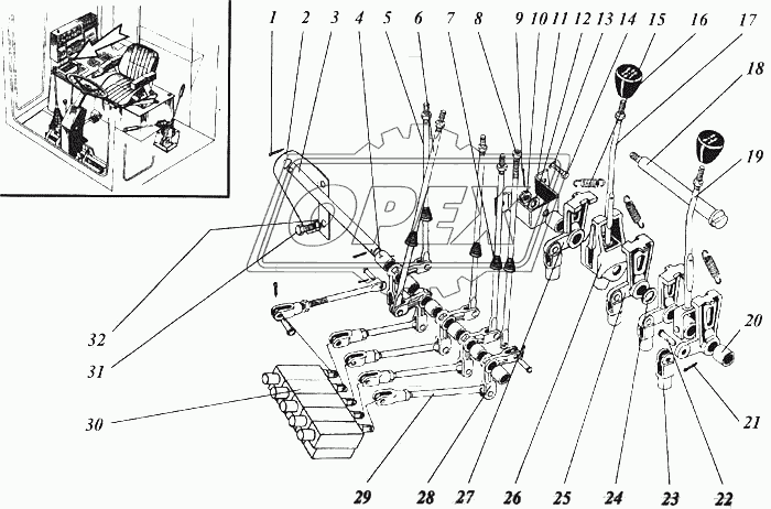 Механизм управления гидросистемой (1500А)